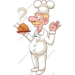 Cheerful Chef with Roast Chicken