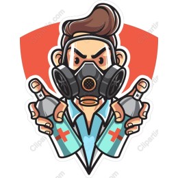 Dynamic Artist with Gas Mask