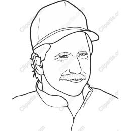Smiling Man in Cap Line Art
