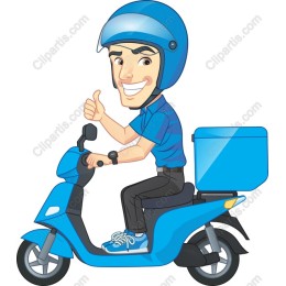 Vibrant Delivery Person on Scooter