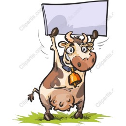 Cheerful Cow Holding Sign
