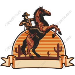 Wild West Cowboy Riding Horse