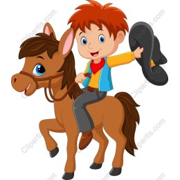 Cheerful Boy Riding Horse