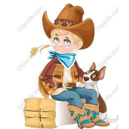 Whimsical Cowboy and Dog