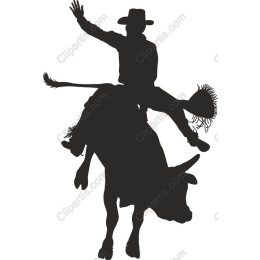 Wild West Cowboy Riding Bull