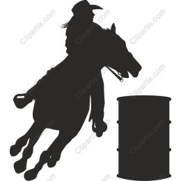 Cowboy and Horse Barrel Racing