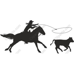 Cowboy Lassoing Calf