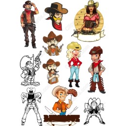 Wild West Set - 12 Unique Cowboy & Cowgirl