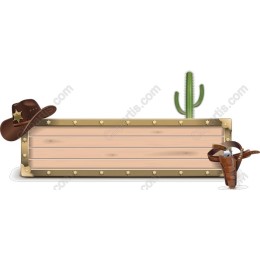 Wild West Banner with Cowboy Hat and Cactus
