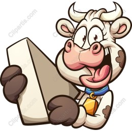 Cheerful Cow Holding Cheese