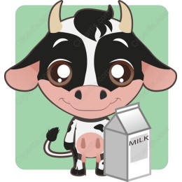Adorable Cartoon Cow with Milk Carton