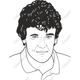 Young Man Curly Hair Line Art