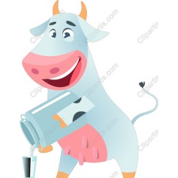Cheerful Cartoon Cow Milk