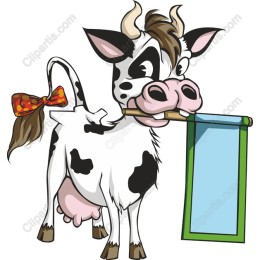 Cheerful Cartoon Cow with Banner