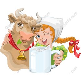 Joyful Cow and Girl