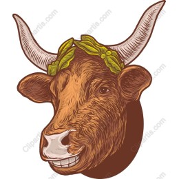 Charming Smiling Bull Head Clipart