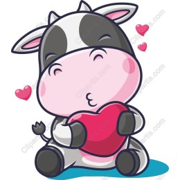 Cute Cow Holding Heart