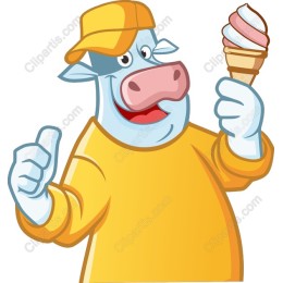 Cheerful Cow with Ice Cream Cone