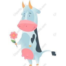 Cheerful Cow with Flower
