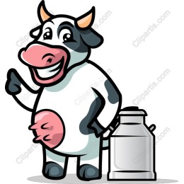 Charming Cartoon Cow with Milk Can