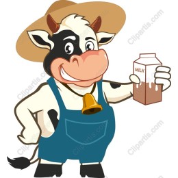 Cheerful Cow with Milk Carton