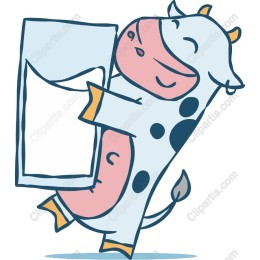 Cheerful Cow Carrying Milk Carton