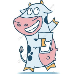 Cheerful Cow Holding Milk