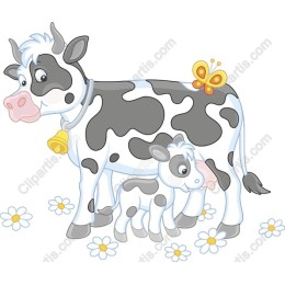 Whimsical Cow and Calf