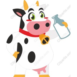 Cartoon Cow with Milk