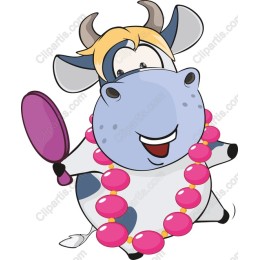 Playful Cartoon Cow with Mirror & Necklace