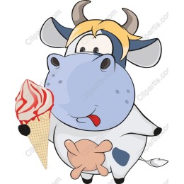 Playful Cow with Ice Cream