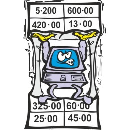 Quirky Computer Character Holding Chart