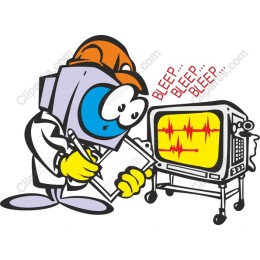 Cartoon Medical Technician with Retro TV