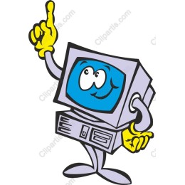 Cheerful Cartoon Computer Character