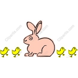 Playful Pink Rabbit with Yellow Chicks