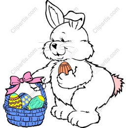 Easter Bunny - Colorful Egg and Basket