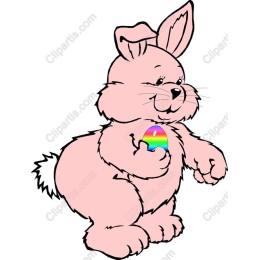 Cheerful Bunny with Rainbow Egg