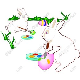 Charming Bunny Painting Easter Eggs