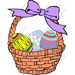 Easter Wicker Basket with Colorful Eggs