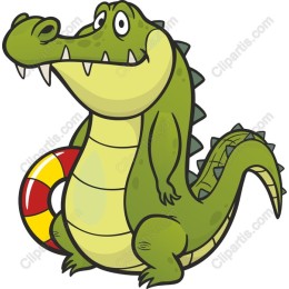 Charming Cartoon Crocodile with Lifebuoy