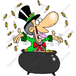 Cheerful Leprechaun with Pot of Gold