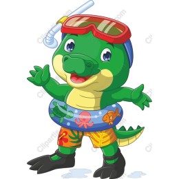Cheerful Dinosaur Swimming
