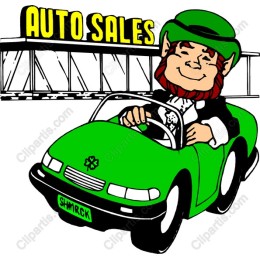 Leprechaun Driving Green Car