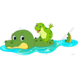Whimsical Crocodile and Frog