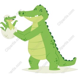 Charming Crocodile and Baby Hatchling
