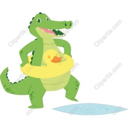 Cheerful Crocodile with Rubber Duck