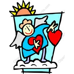 Whimsical Angel Holding Hearts