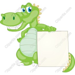 Cheerful Cartoon Dinosaur with Blank Sign
