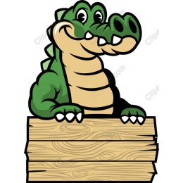 Cheerful Crocodile with Wooden Sign