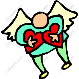 Whimsical Angel Holding Hearts
